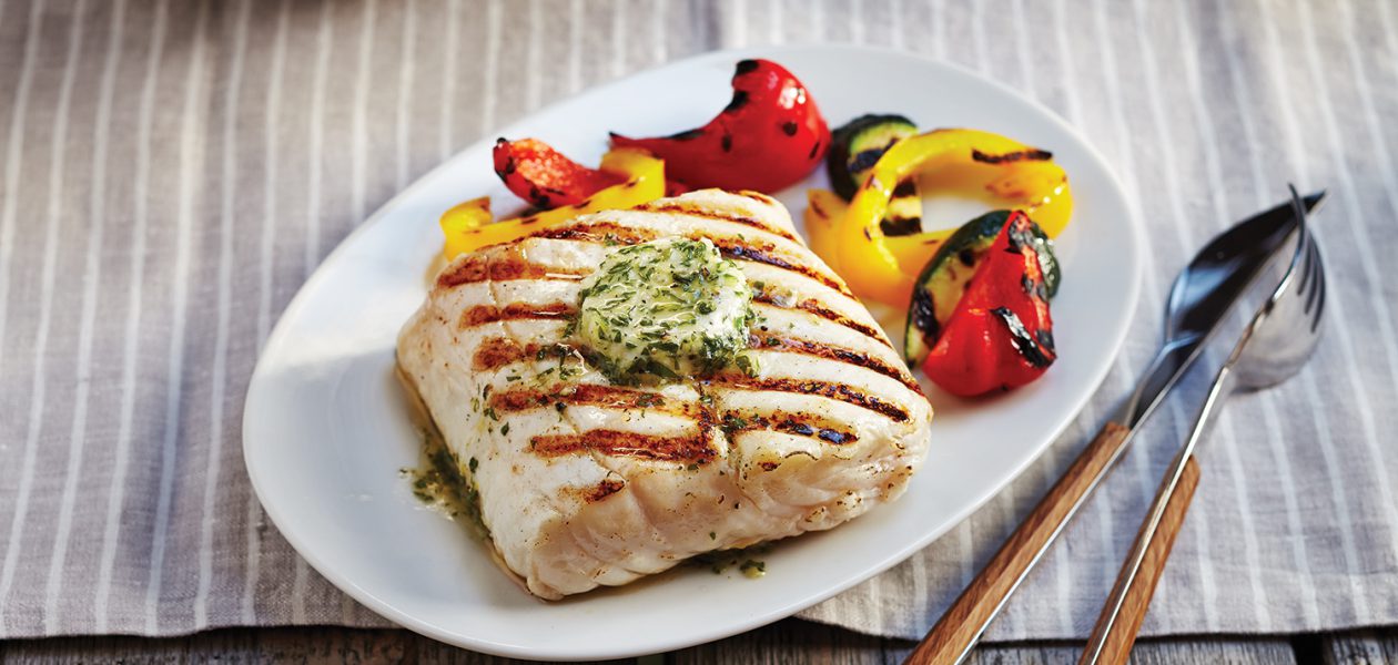 Grilled Halibut Steaks With Basil Garlic Butter Sobeys Inc 