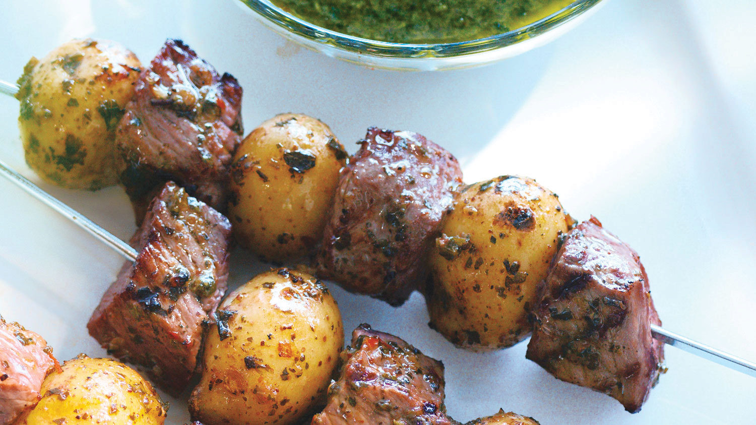 Peruvian Beef Potato Kabobs With Mint Chimichurri Sobeys Inc