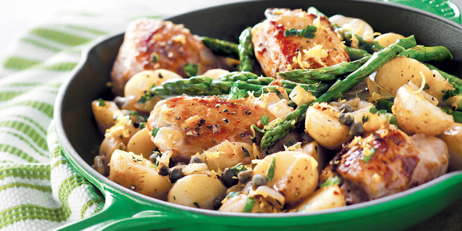 Lemon Caper Chicken Potato Asparagus Skillet Sobeys Inc