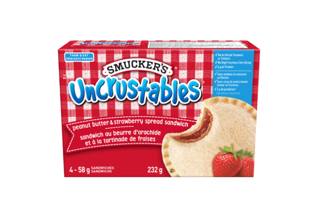 Smucker's® Uncrustables Peanut Butter and Strawberry Spread Sandwich 4-ct