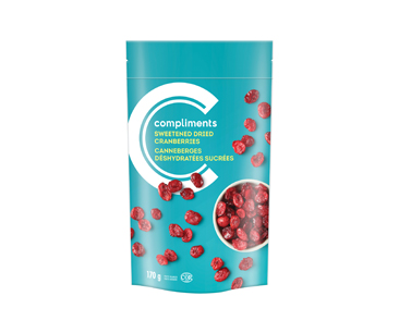 Compliments dried cranberries sweetened