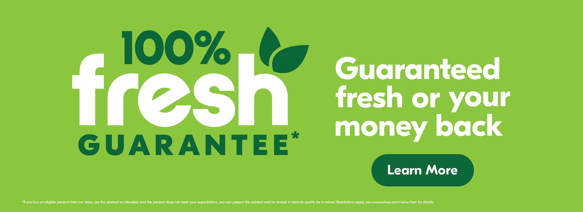 100% Fresh Guarantee. Guaranteed fresh or your money back.