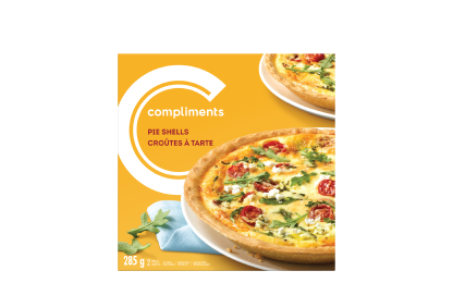 Compliments pie shells in yellow package.