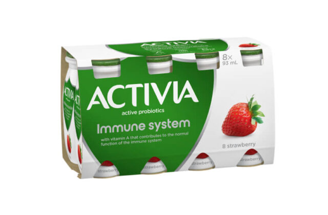 Activia Immune System Probiotic Drinkable Yogurt Strawberry 8 x 93 ml (bottles)