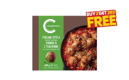 A box of Compliments Italian-Style Meatballs