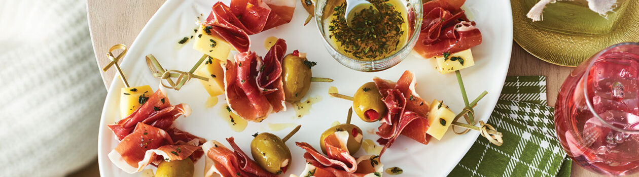 Recipe Gruyere Serrano Olive Skewers A