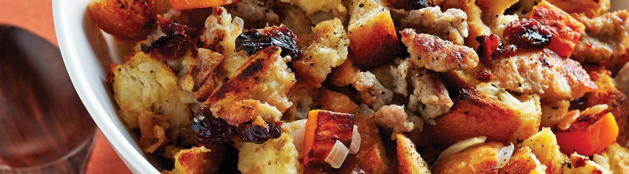 Barbecued Sausage Sweet Potato Stuffing sob