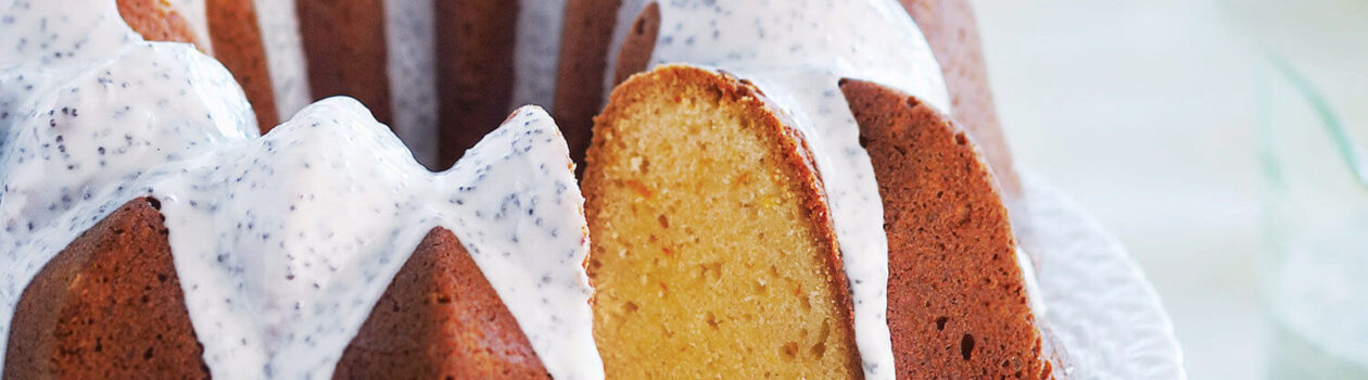 Orange Pound Cake with Poppy Seed Glaze