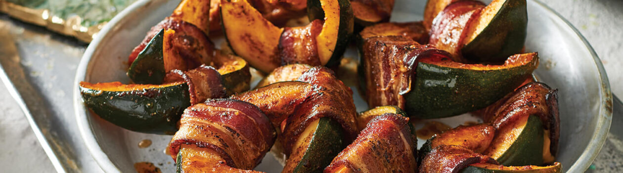 smoky bacon wrapped acorn squash