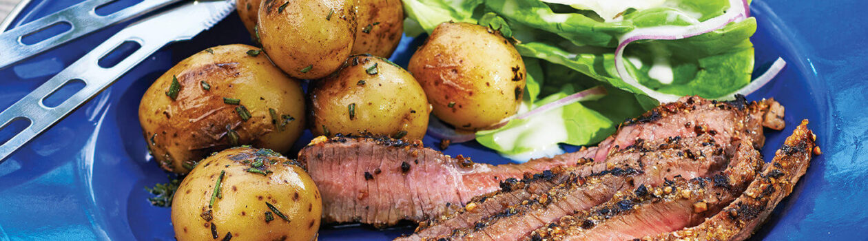 Spice Crusted Steak w Herb Garlic Potatoes