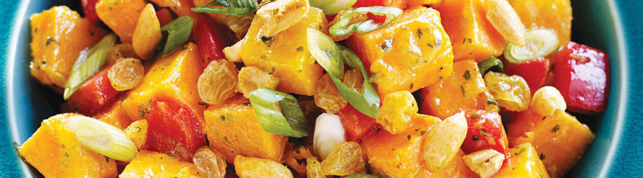 Sweet Potato Salad with Raisins Spiced Nuts