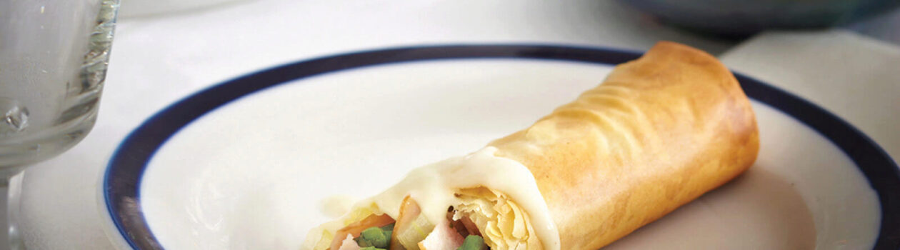 Asparagus Ham Phyllo Rolls with Blue Cheese Sauce