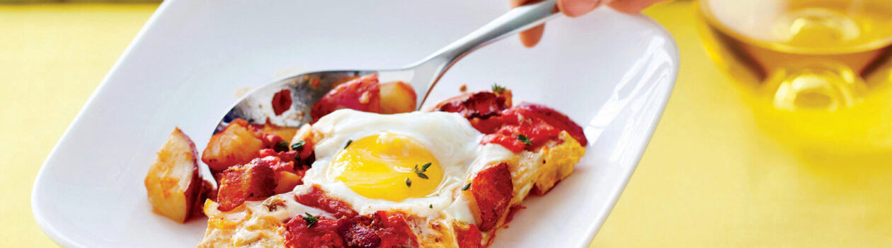 Baked Eggs Potato Bacon Tomato