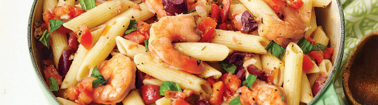 bruschetta penne shrimp olives