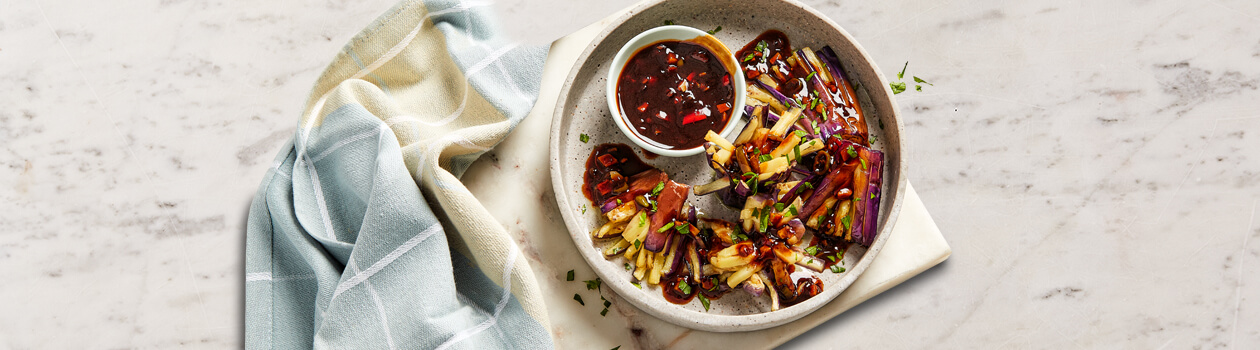 Crispy eggplant with garlic sauce