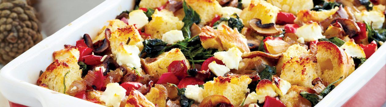 Mushroom Spinach Goat Cheese Strata