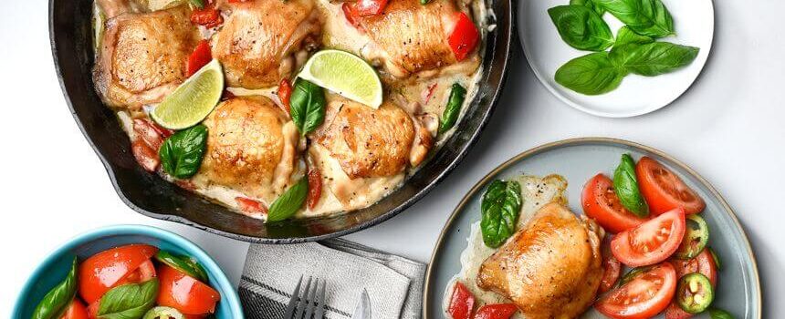 Thai Green Curry Chicken Thighs & Tomato Salad