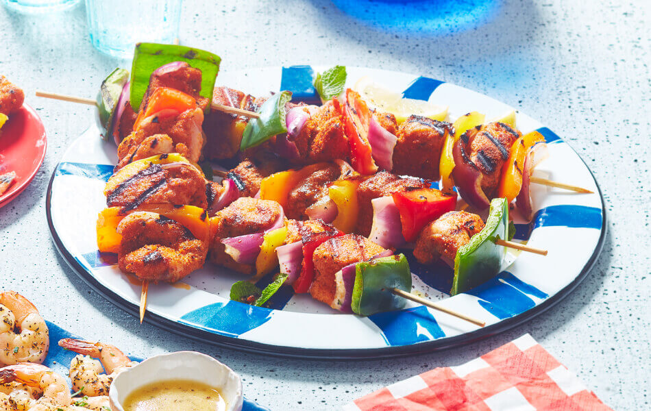 Marinated Salmon Skewers with Vegetables