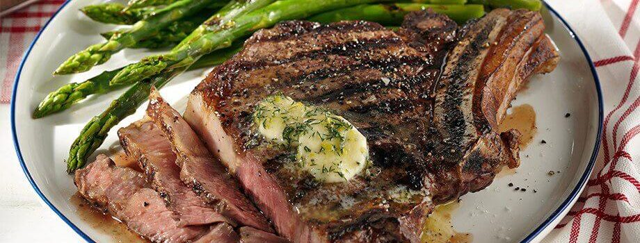 Steak House Style Rib W Grilled Asparagus