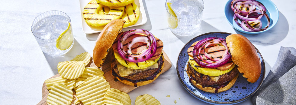 Two Hawaiian inspired burgers