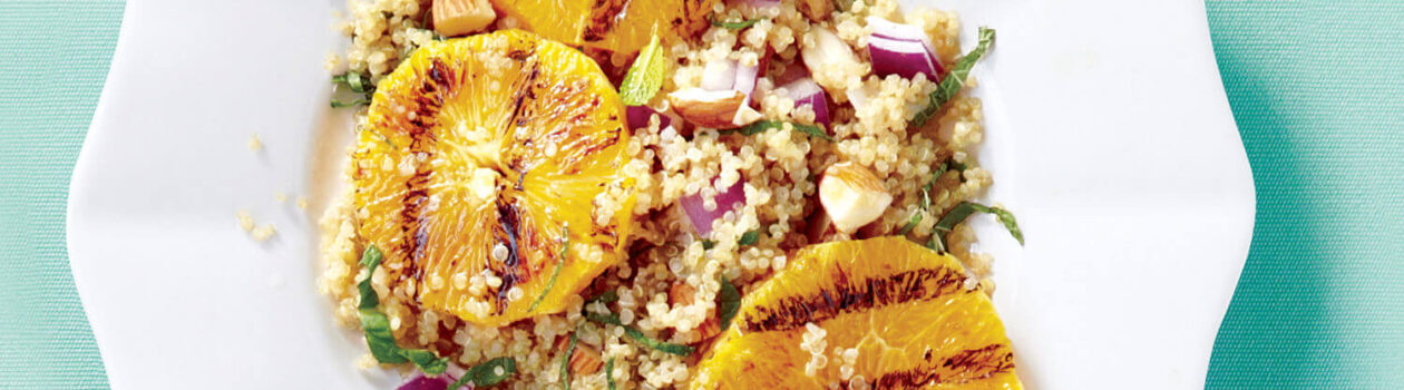 grilled oranges with quinoa almond salad